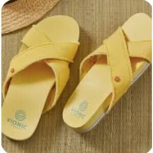 Vionic Women's Beach Boardwalk Panama Canvas yellow - Medium, Size 5